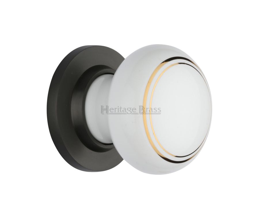 Heritage Brass Matt Bronze Gold Line Door Knob on Rose