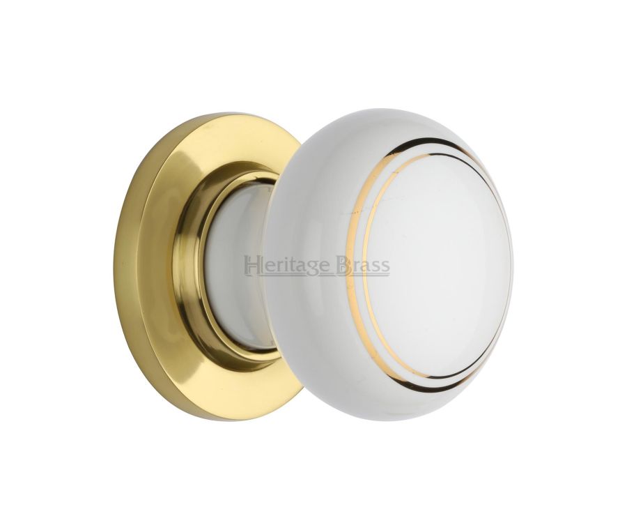 Heritage Brass Polished Brass Gold Line Door Knob on Rose