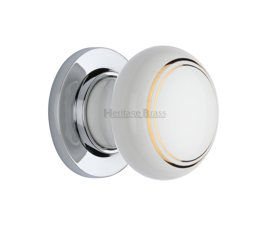 Heritage Brass Polished Chrome Gold Line Door Knob on Rose