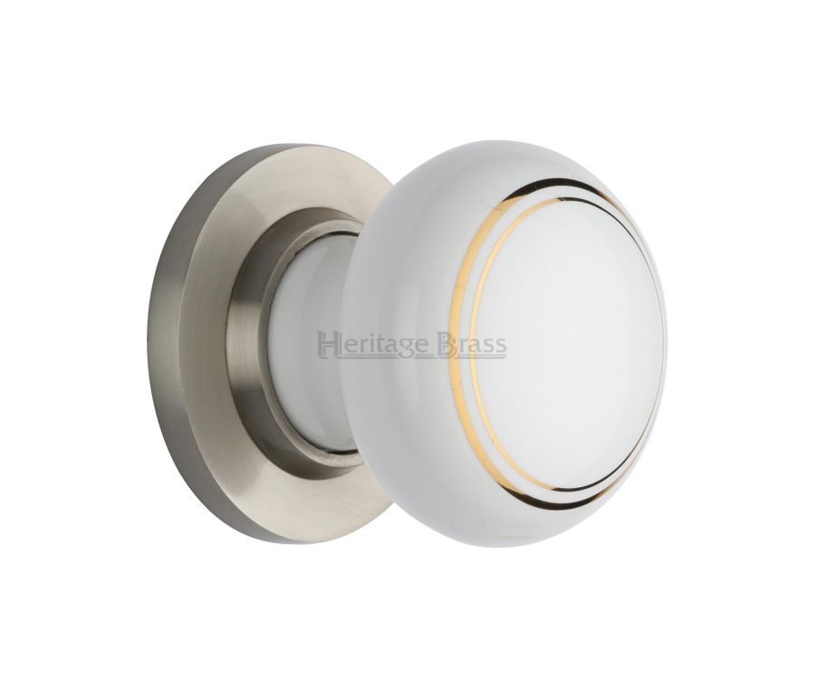 Heritage Brass Satin Nickel Gold Line Door Knob on Rose