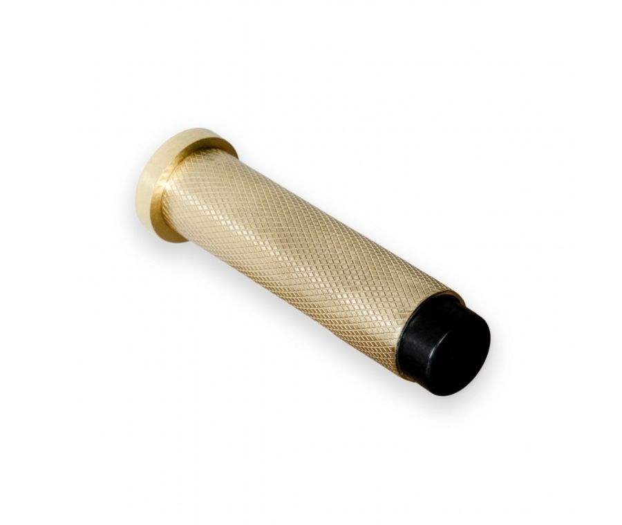 Satin Brass 76mm Knurled Skirting Door Stop | 63744