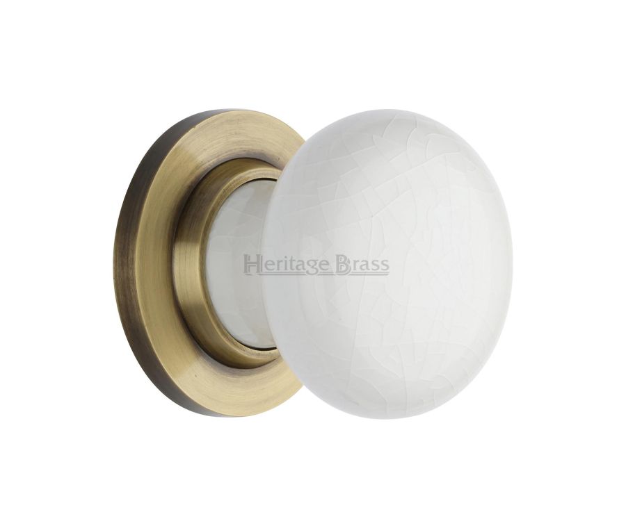 Heritage Brass Antique Brass White Crackle Knob