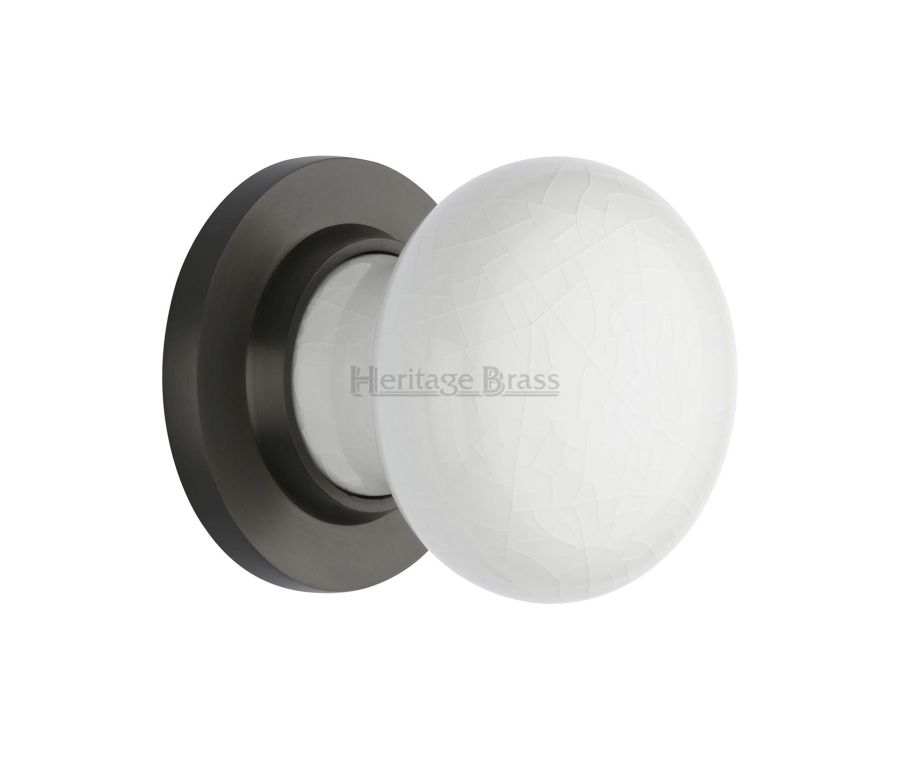 Heritage Brass Matt Bronze White Crackle Knob