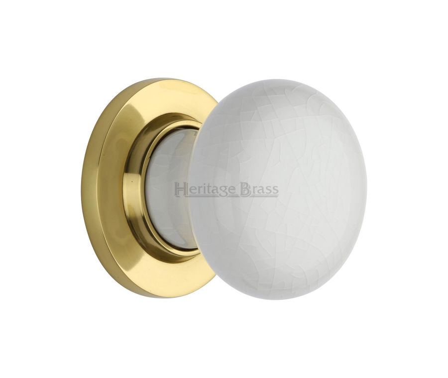 Heritage Brass Polished Brass White Crackle Knob