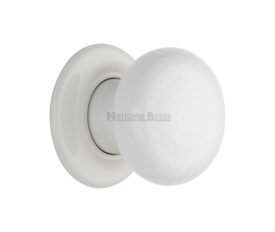 Heritage Brass Porcelain White Crackle Knob