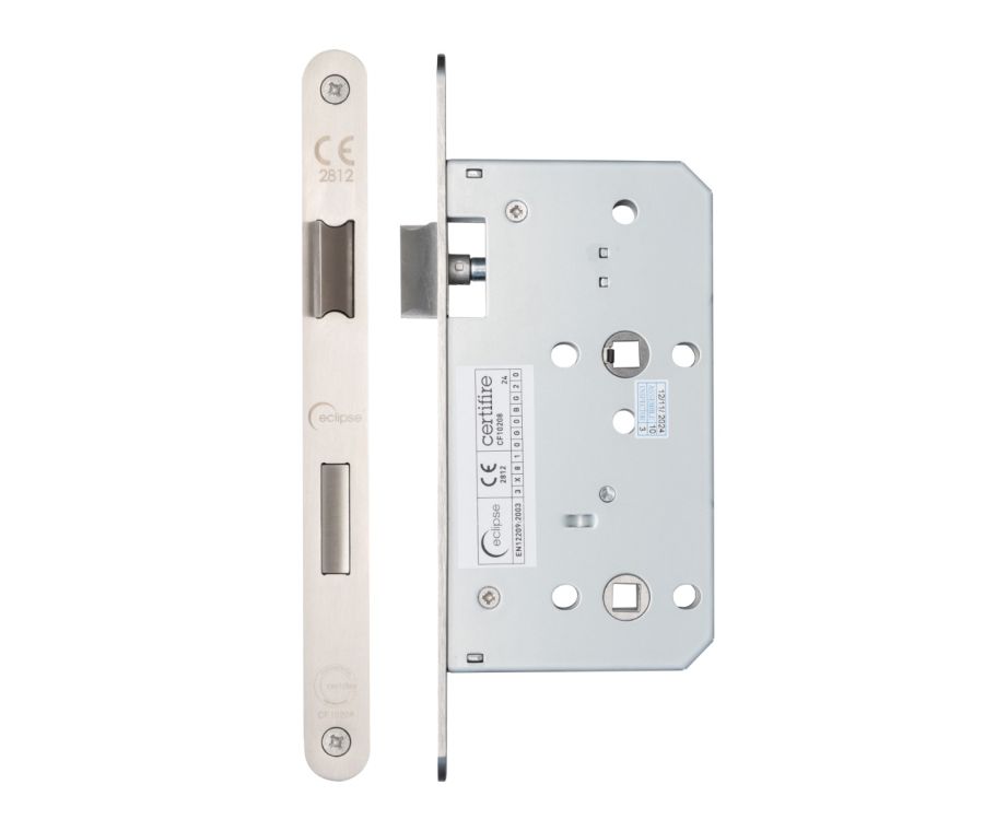 Ultimate Satin Stainless Steel 60mm DIN Bathroom Lock - Radius | IXL7860WCSSS/R