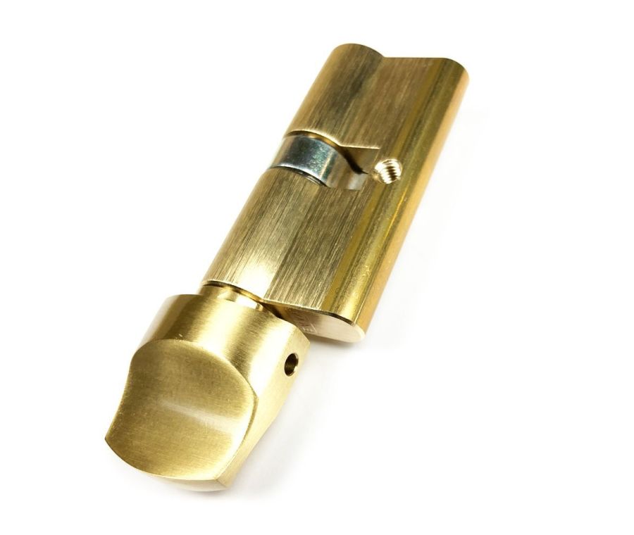 Evva 62mm A5 Satin Brass Euro Cylinder & Turn 31/T31 | A5ECT3131SB