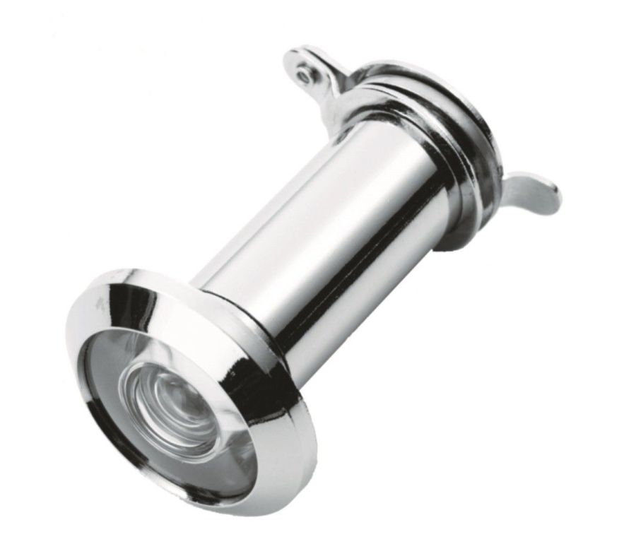 Polished Chrome 180 degree Glass Lens Door Viewer, 34-54mm | AA77CP