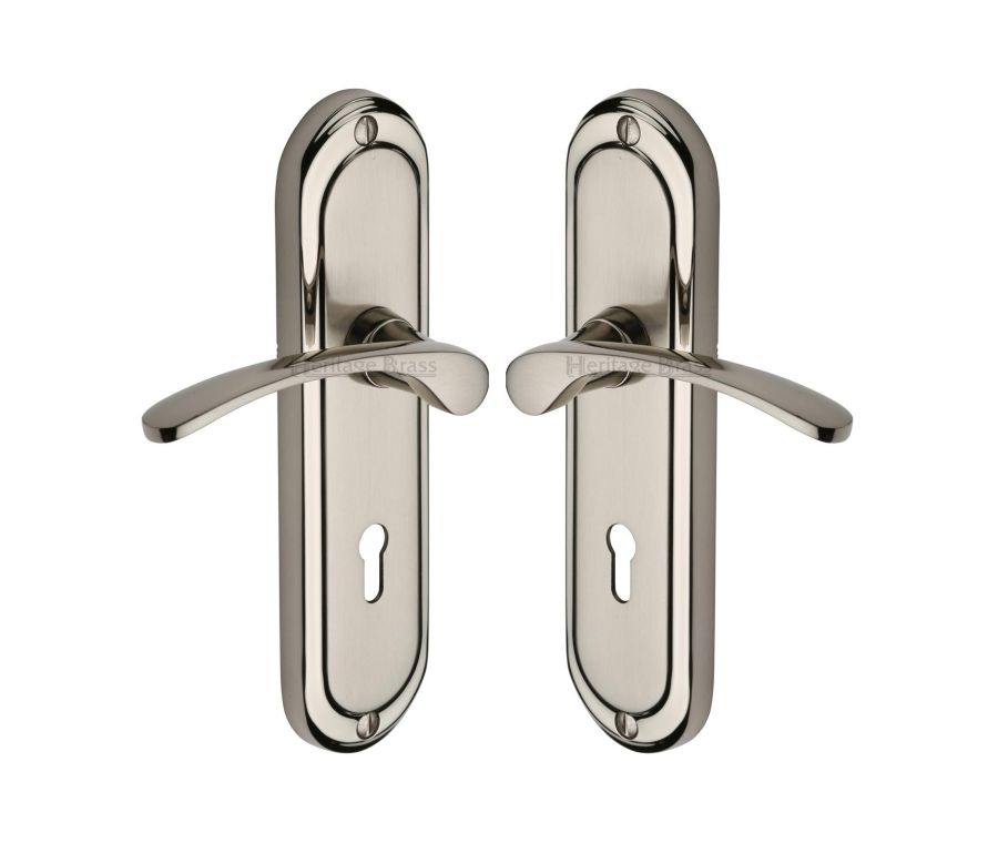 Heritage Brass Mercury Split Finish Ambassador Door Handle on Plate - Lever Lock