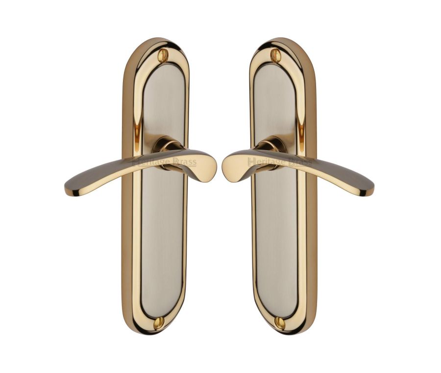 Heritage Brass Jupiter Split Finish Ambassador Door Handle on Plate - Lever Latch