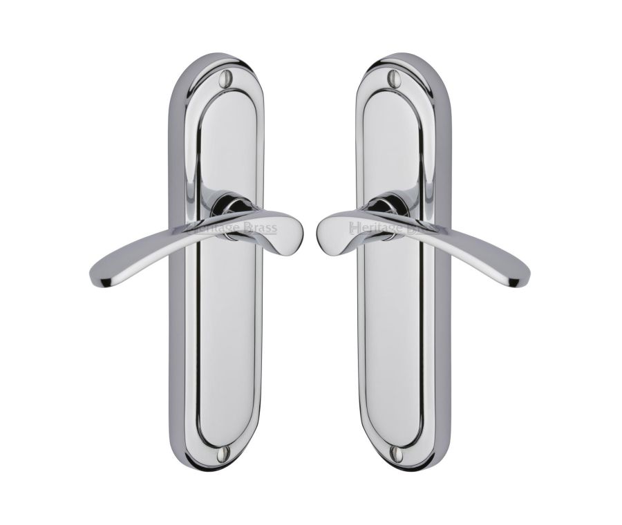 Heritage Brass Polished Chrome Ambassador Door Handle on Plate - Lever Latch