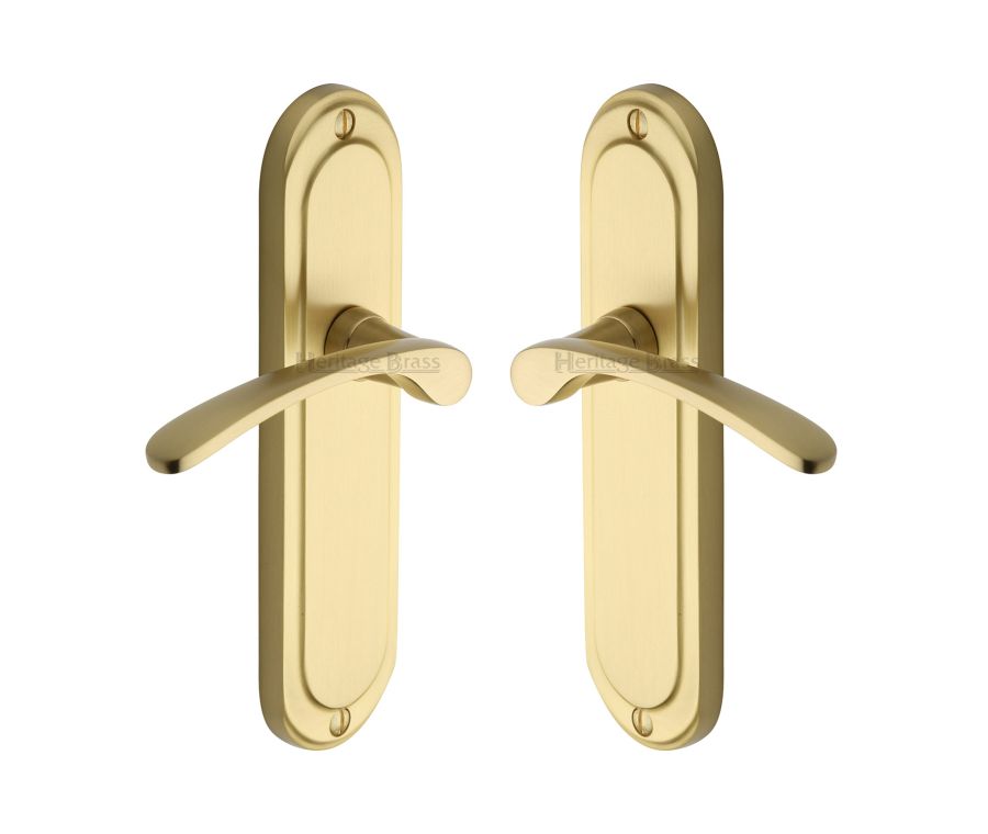 Heritage Brass Satin Brass Ambassador Door Handle on Plate - Lever Latch