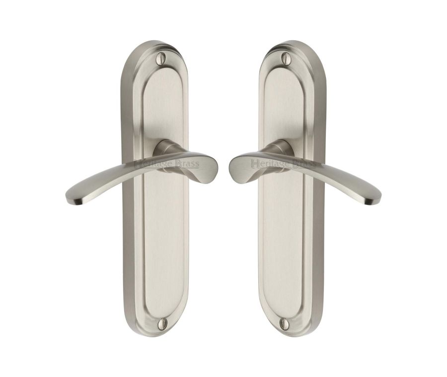 Heritage Brass Satin Nickel Ambassador Door Handle on Plate - Lever Latch