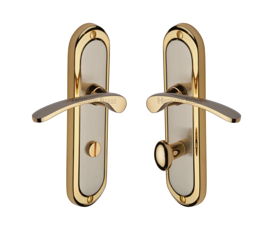 Heritage Brass Jupiter Split Finish Ambassador Door Handle on Plate - Bathroom Set