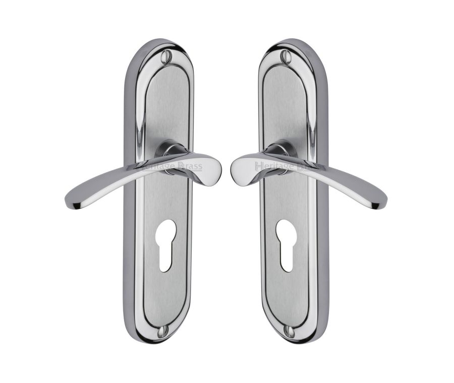 Heritage Brass Apollo Finish Ambassador Door Handle on Plate - Euro Profile