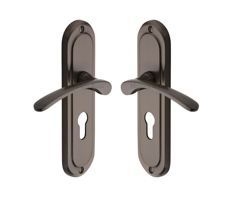 Heritage Brass Matt Bronze Ambassador Door Handle on Plate - Euro Profile