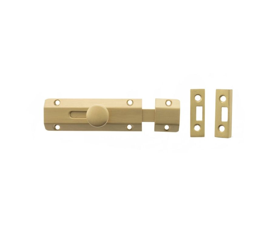 100mm x 35mm Satin Brass Surface Slide Bolts | ASB4SB