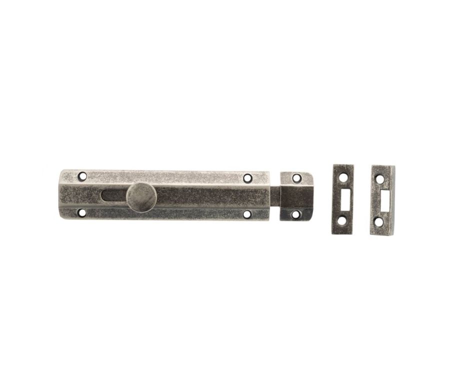 150mm x 35mm Distressed Silver Surface Slide Bolts | ASB6DS
