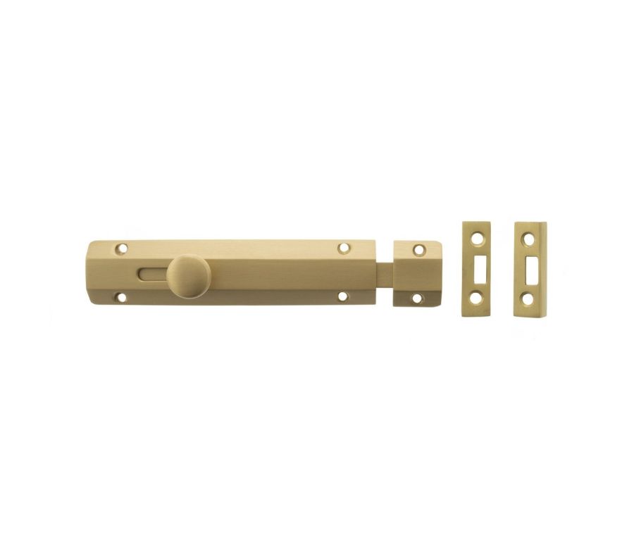 150mm x 35mm Satin Brass Surface Slide Bolts | ASB6SB