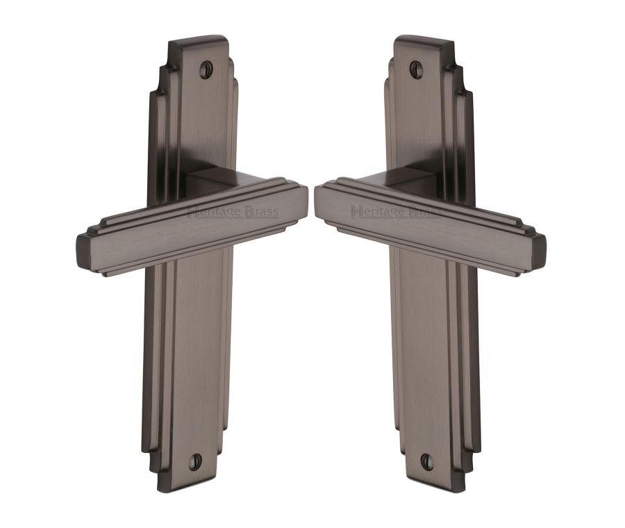 Heritage Brass Matt Bronze Astoria Door Handle on Plate - Lever Latch