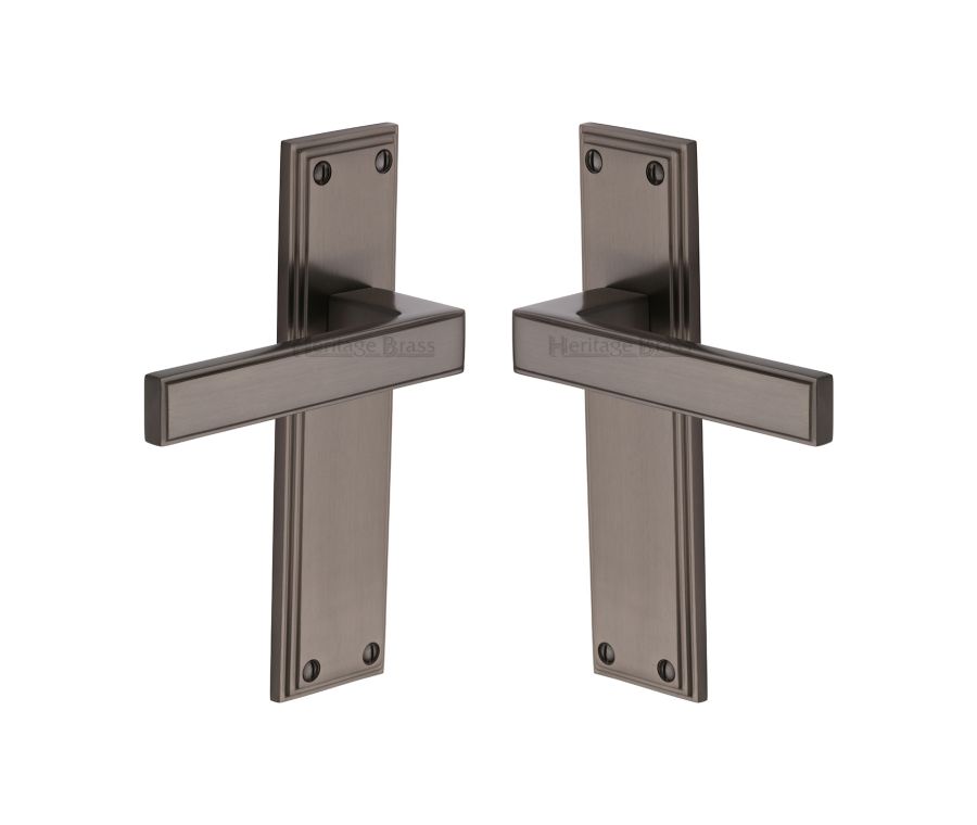 Heritage Brass Matt Bronze Atlantis Door Handle on Plate - Lever Latch