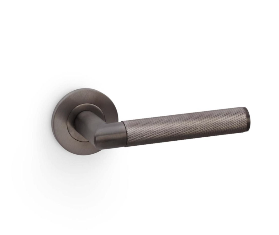 Alexander & Wilks Dark Bronze PVD Harrier Knurled Lever on rose | AW210DBZPVD