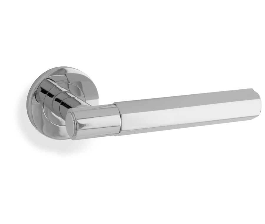 Alexander & Wilks Polished Chrome Spitfire Lever Hexagonal Cut on rose | AW224PC
