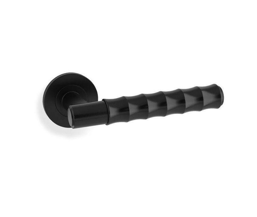 Alexander & Wilks Black Spitfire Bamboo Knurled Lever on rose | AW225BL