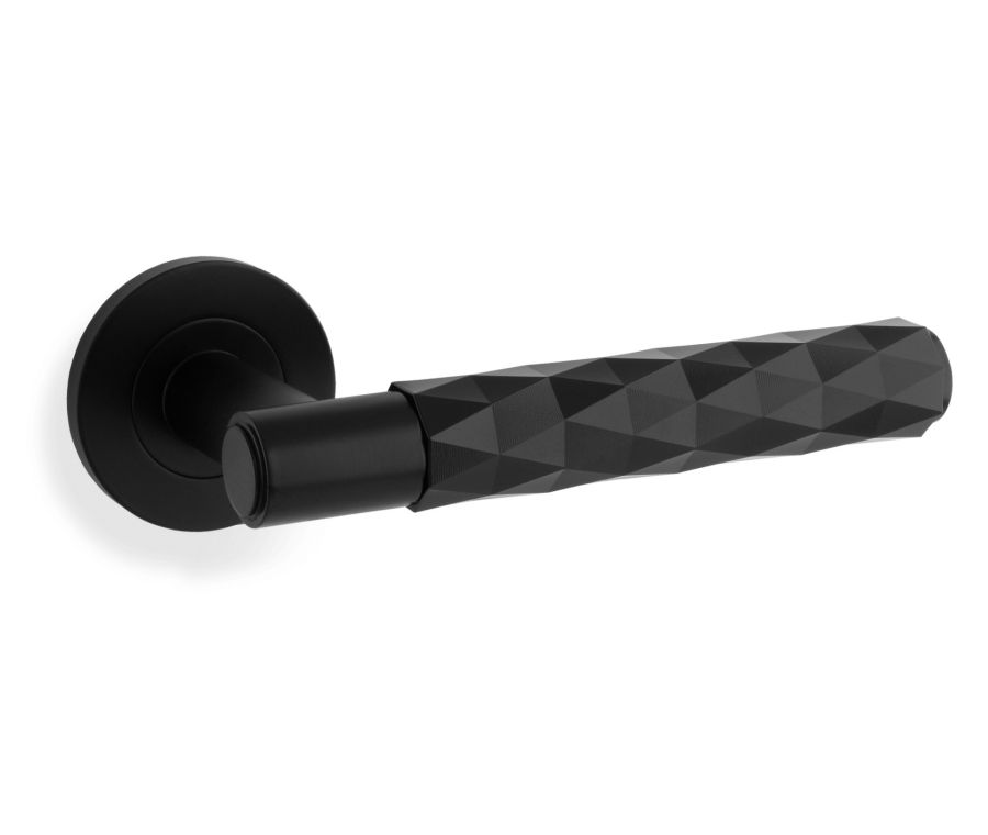 Alexander & Wilks Matt Black  Spitfire Lever Diamond Cut on rose | AW226BL