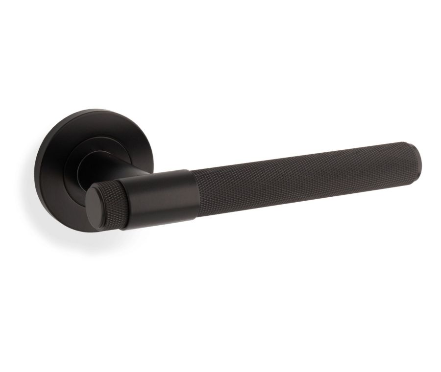 Alexander & Wilks Matt Black Kingston Knurled Lever on rose | AW240BL