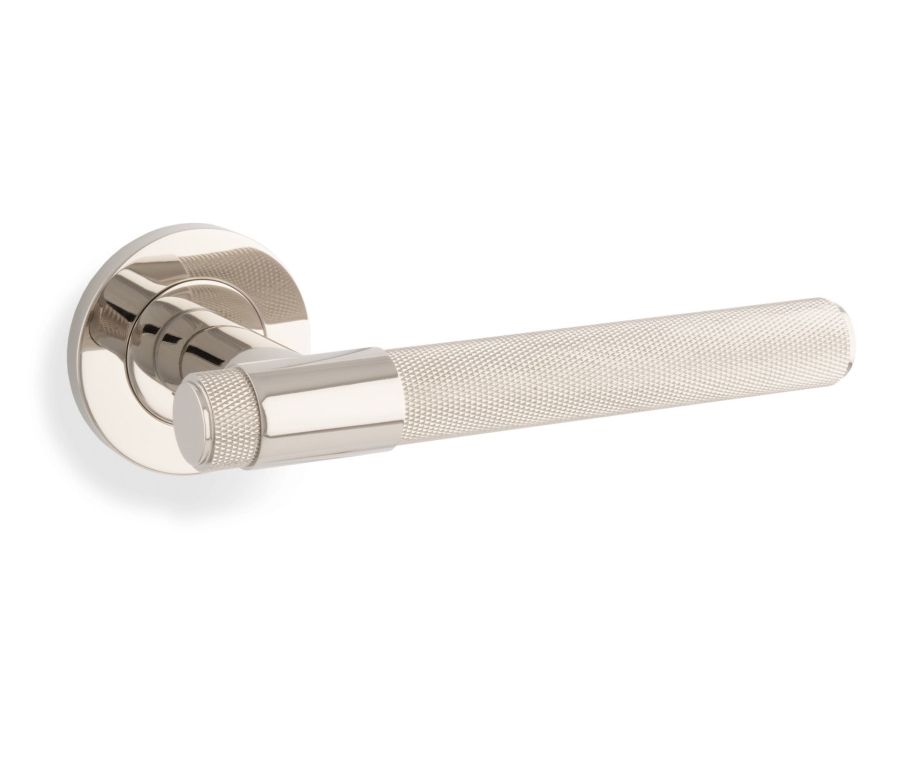 Alexander & Wilks Polished Nickel PVD Kingston Knurled Lever on rose | AW240PNPVD