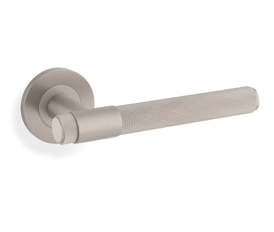Alexander & Wilks Satin Nickel PVD Kingston Knurled Lever on rose | AW240SNPVD