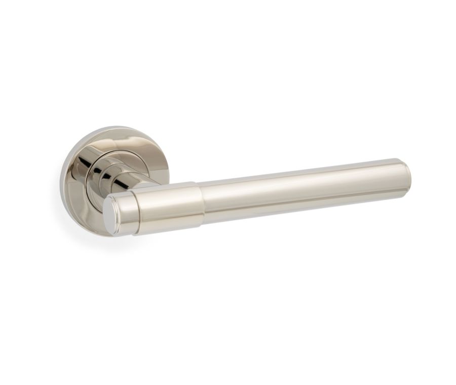 Polished Nickel PVD Kingston Plain Lever on Round Rose AW241PNPVD
