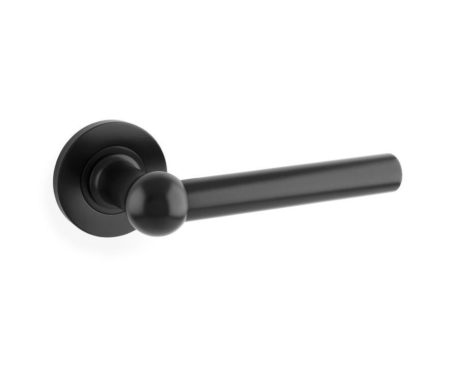 Alexander & Wilks Matt Black Siskin Lever on rose | AW250BL