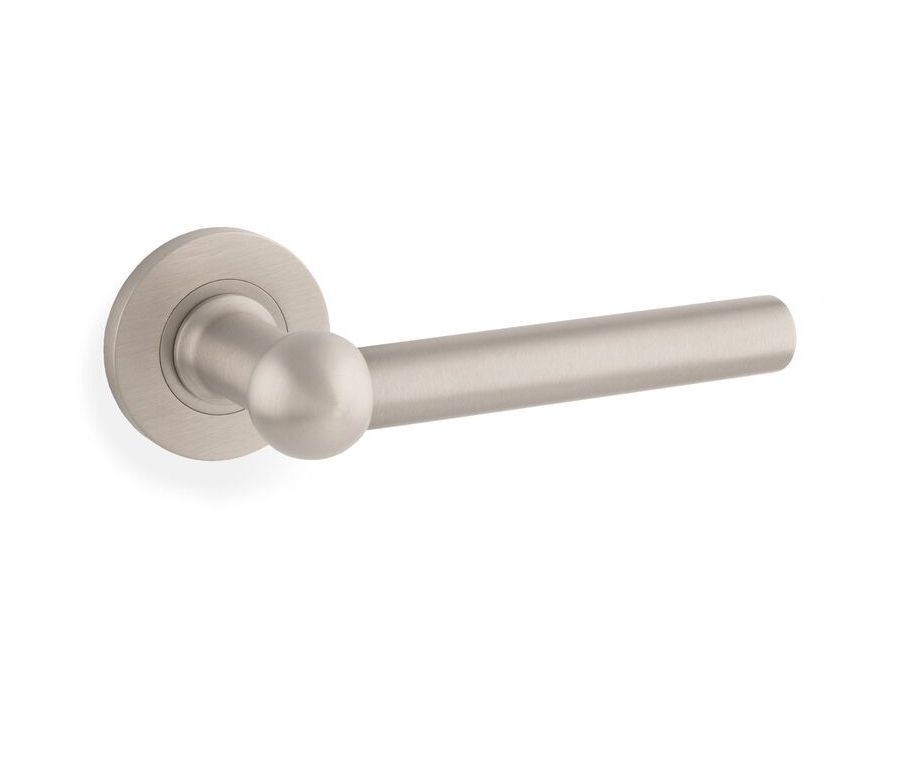 Alexander & Wilks Satin Nickel Siskin Lever on rose | AW250SN