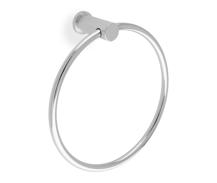 Alexander & Wilks Polished Chrome Brunel Diamond Knurled Towel Ring | AW451PC