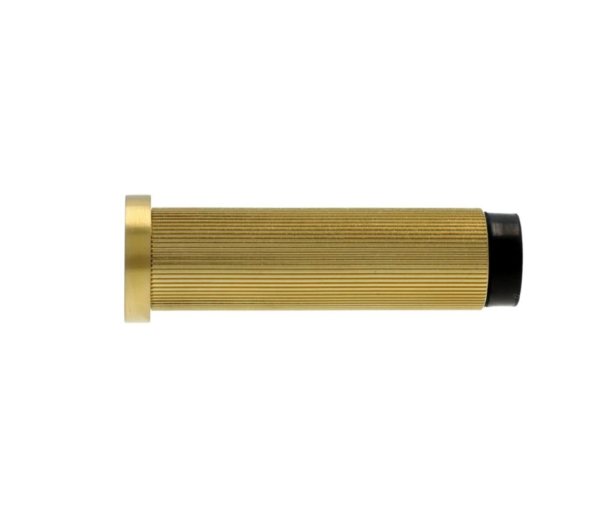 Satin Brass PVD 75mm Reeded Projection Door Stop | AW602-75-SBPVD