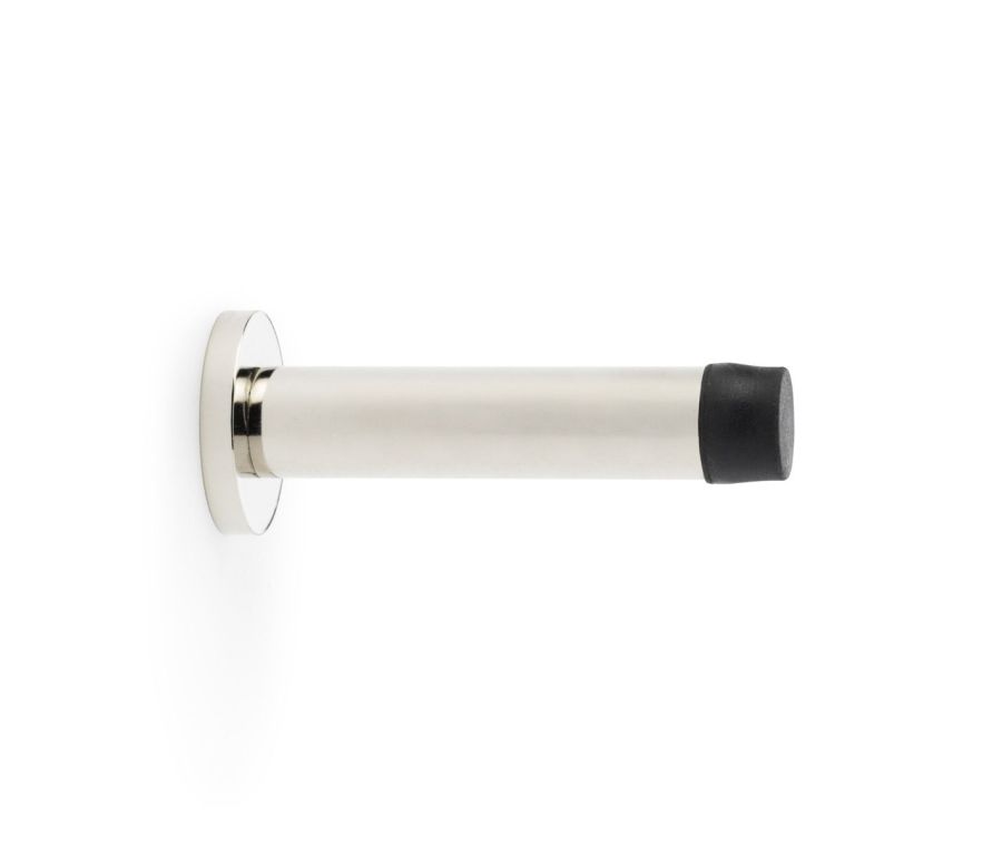 Polished Nickel 80mm Projection Cylinder Door Stop with Rose | AW616PN