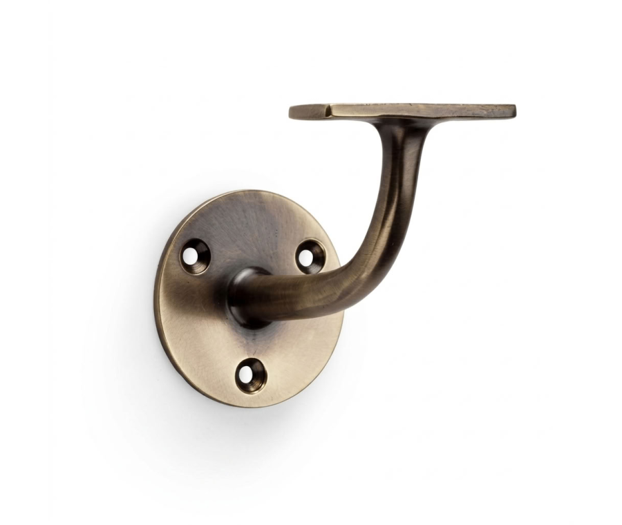 Alexander and Wilks 80mm Antique Brass Handrail Bracket