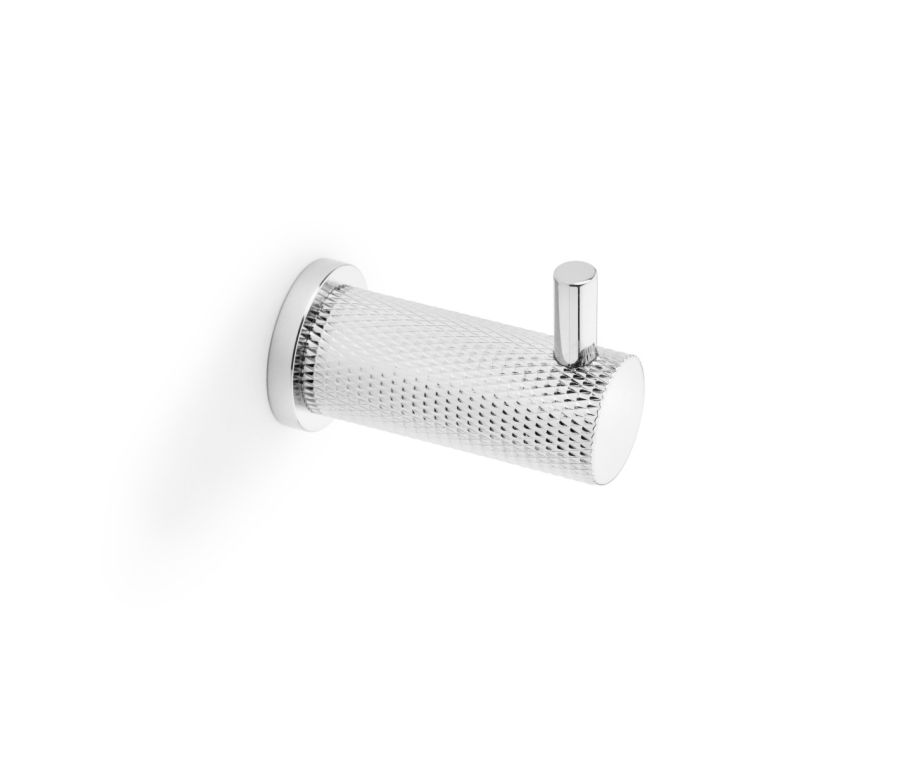 Alexander & Wilks Polished Chrome Brunel Knurled Coat Hook | AW775PC