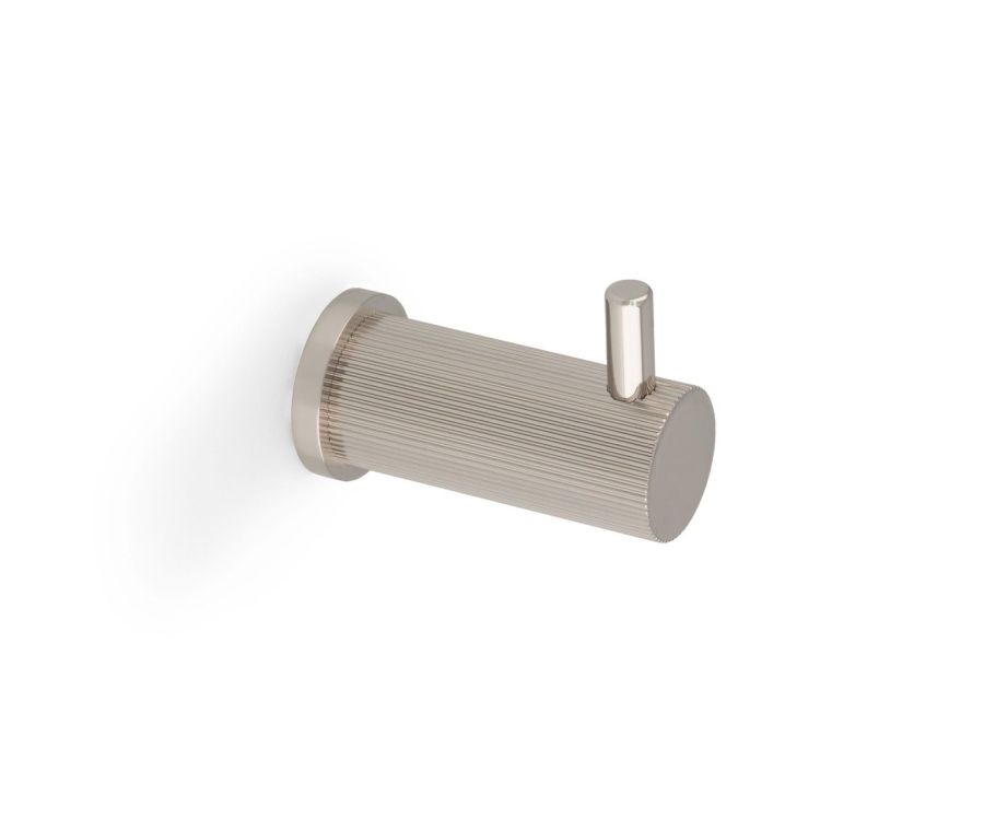 Alexander & Wilks Polished Nickel PVD Brunel Reeded Line Coat Hook | AW776PNPVD