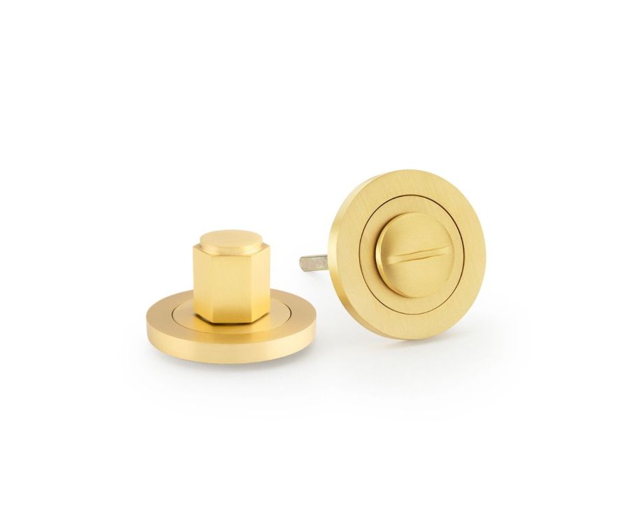 Alexander & Wilks Satin Brass PVD Hexagonal Turn and Release | AW794SBPVD