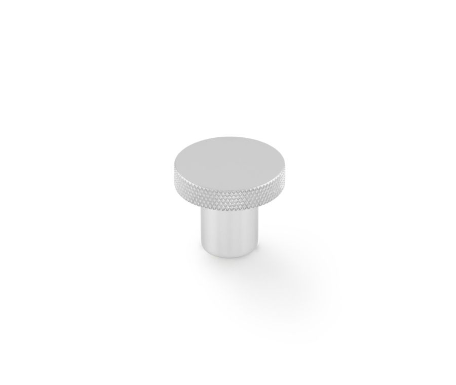 Polished Chrome 30mm Hanover Knurled Circular Cupboard Knob | AW802-30-PC