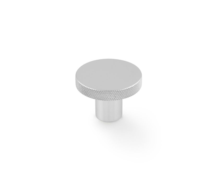 Polished Chrome 38mm Hanover Knurled Circular Cupboard Knob | AW802-38-PC