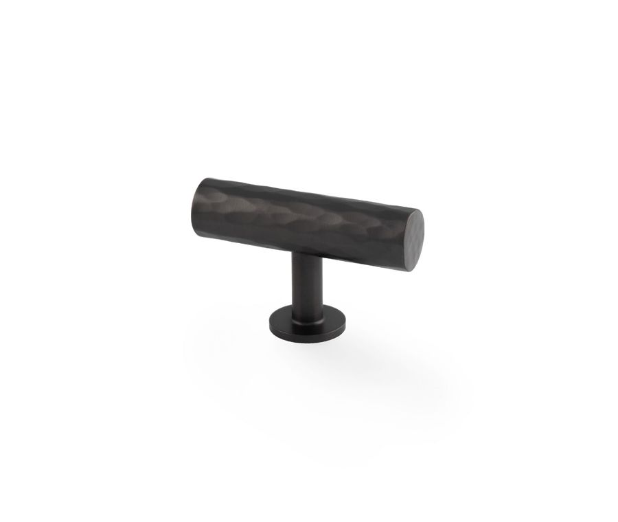 Alexander and Wilks Dark Bronze Leila Hammered T Bar Knob | AW804-55-DBZ