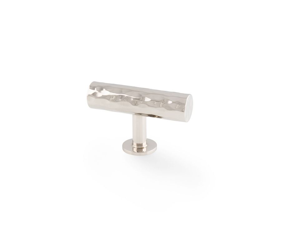 Alexander and Wilks Polished Nickel Leila Hammered T Bar Knob | AW804-55-PN