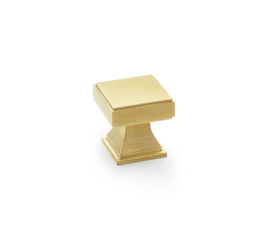 Alexander and Wilks Satin Brass PVD Jesper Square Cupboard Knob 