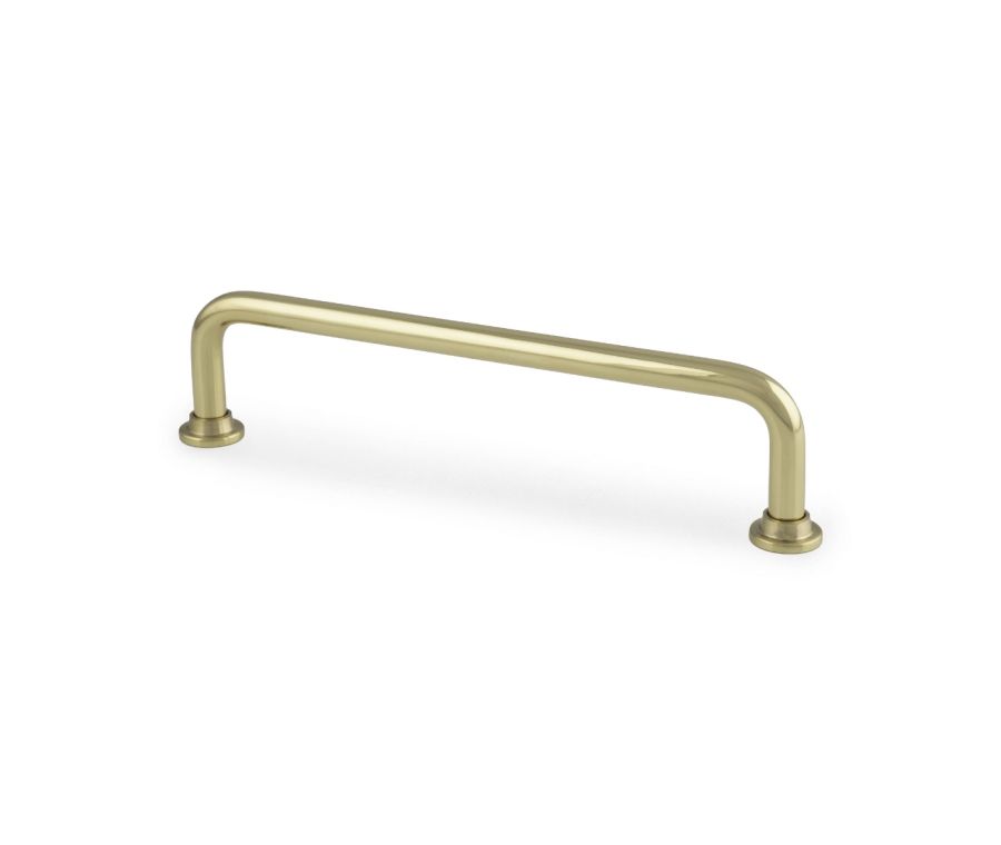 Polished Brass Scandi D Cabinet Handle 128mm c/c AW811-128-PB