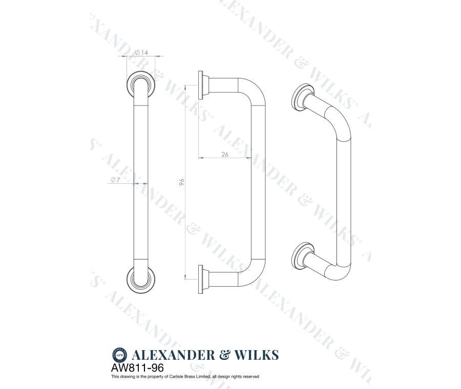 Satin Nickel Scandi D Cabinet Handle 96mm c/c AW811-96-SN