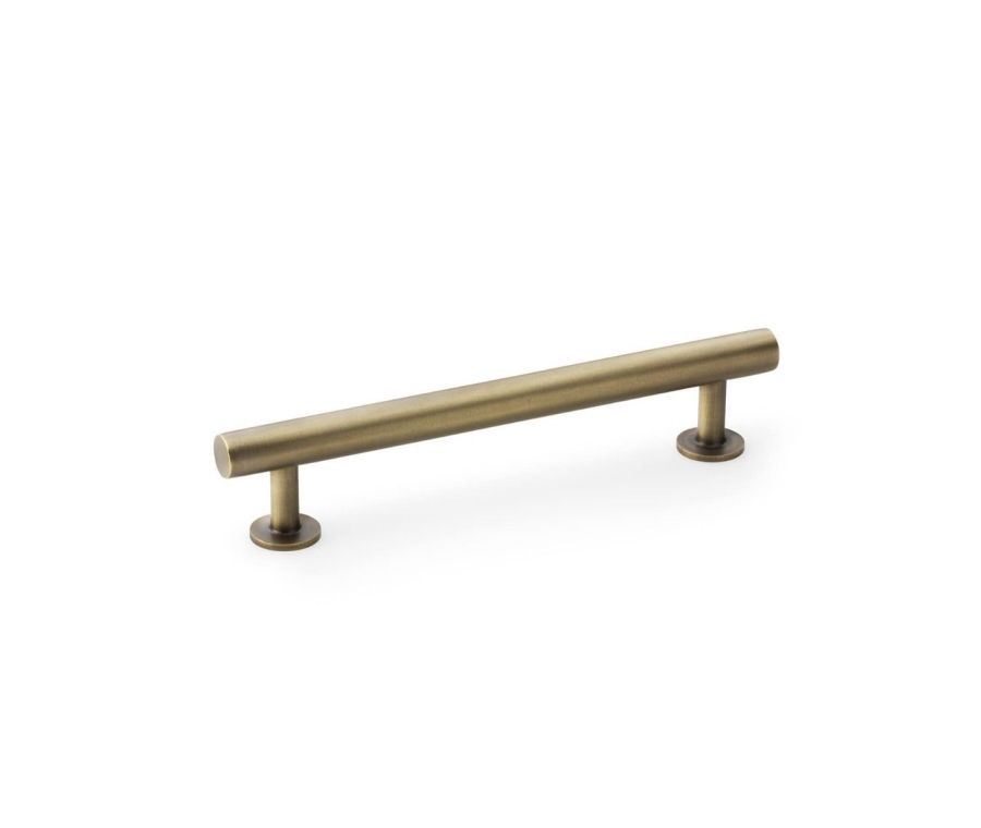 A&W Antique Brass Round T Bar Cupboard Pull Handle c/c 128mm